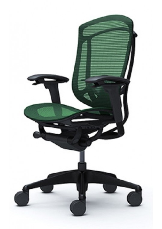 Contessa II Chair Black Base Drak Green Mesh Front